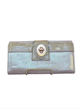 Coach Turnlock Iridescent Gold Silver Metallic Leather Wallet